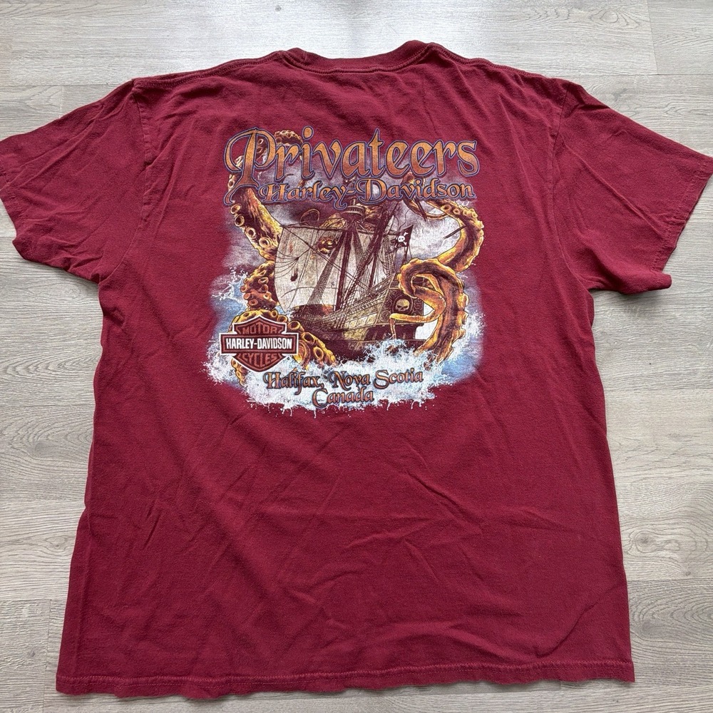 Harley Davidson Privateers Halifax Nova Scotia Canada Pirate Tee Mens XL Pocket